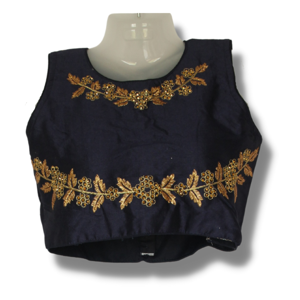 Navy Blue Mulberry Sleeveless Blouse, Ready made blouses