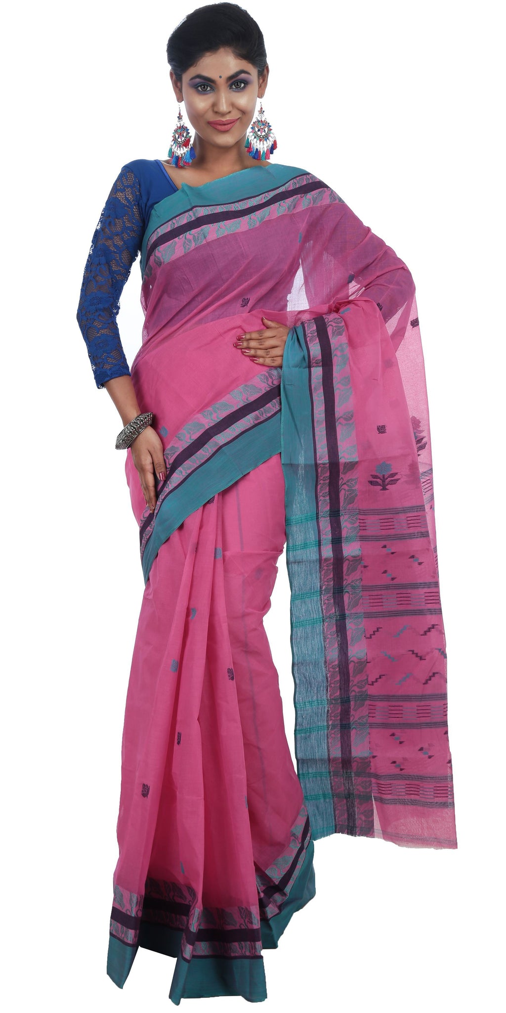 Tant Cotton Saree | Pink | Exclusive Bengali Saree Store : Parinita ...