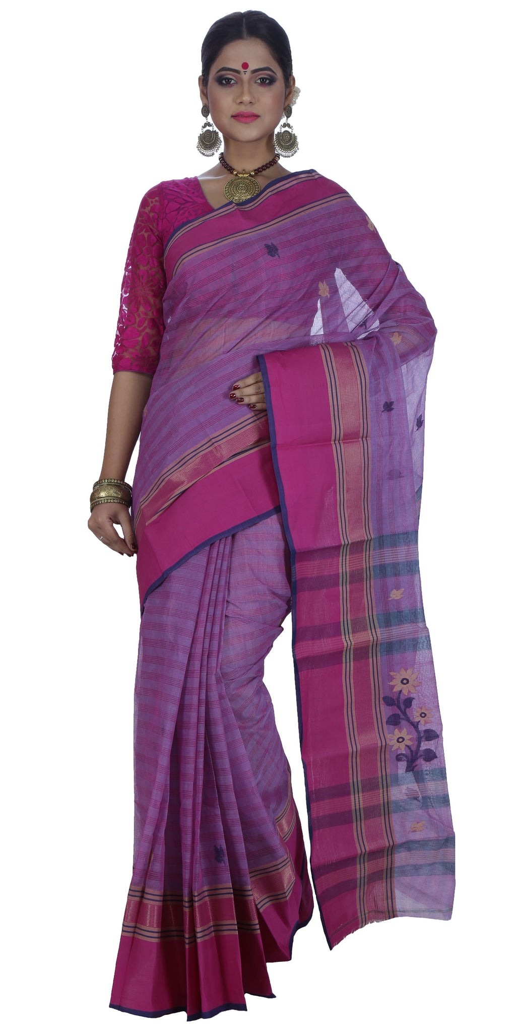 Tant Cotton Saree | Purple | Exclusive Bengali Saree Store : Parinita ...