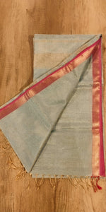 Aqua-Golden Maheshwari Silk-Cotton Saree-Maheshwari Saree-parinitasarees