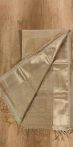 Beige-Golden Maheshwari Silk-Cotton Saree-Maheshwari Saree-parinitasarees