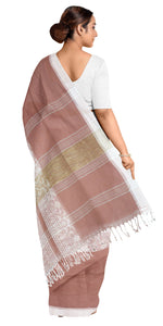 Beige Handspun Cotton Saree with Elegant Pallav-Handspun Cotton-parinitasarees