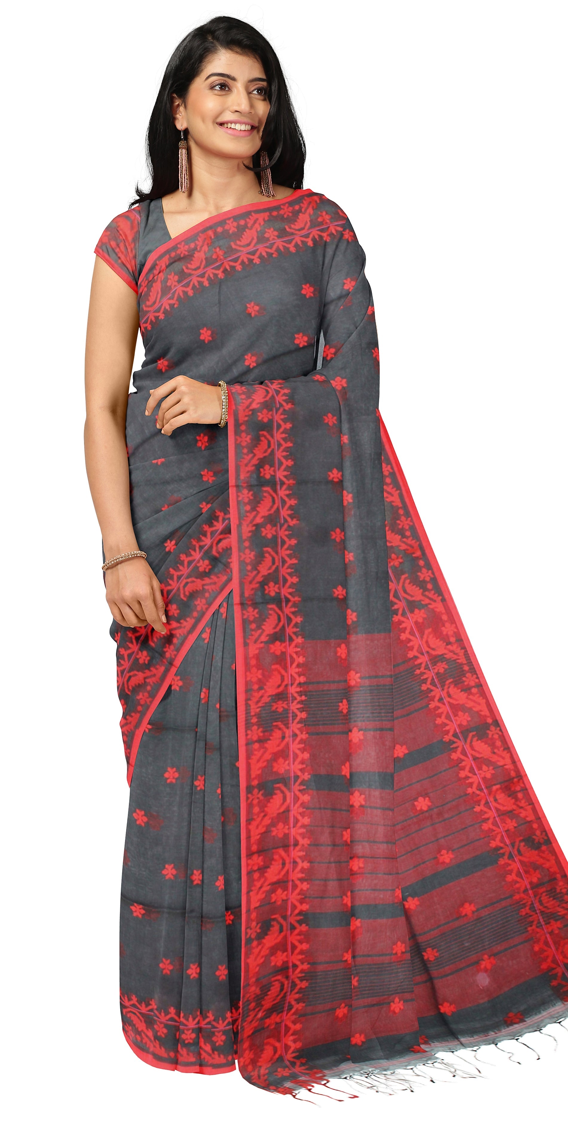 Buy online Green Cotton Tant Saree With Blouse from ethnic wear for Women  by Sajasajo for ₹3780 at 75% off | 2024 Limeroad.com