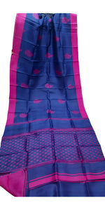 Blue Bishnupuri Pure Silk Saree with Floral Motifs-Bishnupuri silk saree-parinitasarees