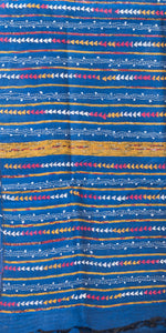 Blue Khes Kantha Saree with Floral Patterns-Kantha saree-parinitasarees