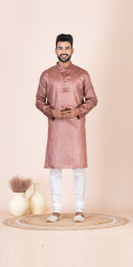 Copper Pure Kosa Silk Men's Kurta with Silk Mark-Men's Kurtas-parinitasarees