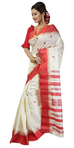 Cream Pure Silk Garad Saree with Paisley Motifs-Garad Silk-parinitasarees