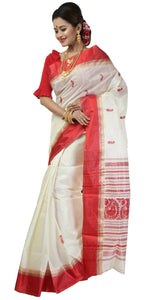 Cream Pure Silk Garad Saree with Paisley Motifs-Garad Silk-parinitasarees