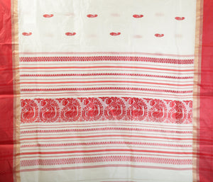 Cream Pure Silk Garad Saree with Paisley Motifs-Garad Silk-parinitasarees