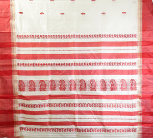 Cream Pure Silk Garad Saree with Paisley Motifs-Garad Silk-parinitasarees