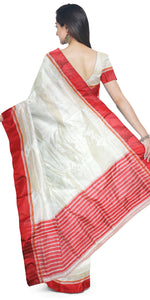 Cream Pure Silk Plain Garad Saree with 3.5" Border-Garad Silk-parinitasarees