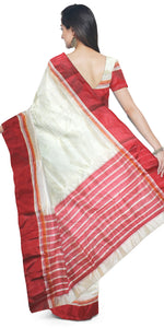 Cream Pure Silk Plain Garad Saree with 5" Border-Garad Silk-parinitasarees