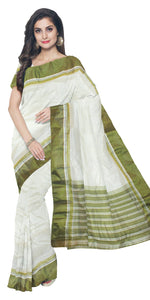 Cream Pure Silk Plain Garad Saree with 5" Border-Garad Silk-parinitasarees