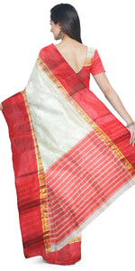 Cream Pure Silk Plain Garad Saree with 7" Border-Garad Silk-parinitasarees