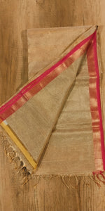 Golden Maheshwari Silk-Cotton Saree-Maheshwari Saree-parinitasarees