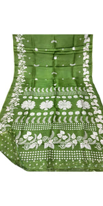 Green Bishnupuri Pure Silk Saree with Floral Motifs-Bishnupuri silk saree-parinitasarees