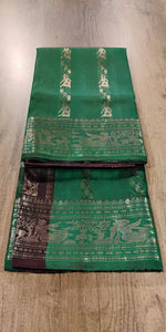 Green Pure Silk Katan Semi-Baluchari Saree-Baluchari saree-parinitasarees