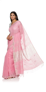 Light Pink Pure Linen Saree-Linen Saree-parinitasarees