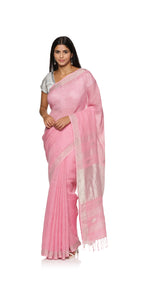 Light Pink Pure Linen Saree-Linen Saree-parinitasarees