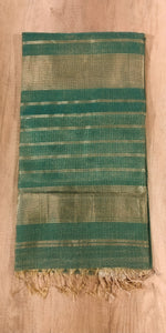 Green-Golden Maheshwari Silk-Cotton Saree-Maheshwari Saree-parinitasarees