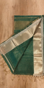 Green-Golden Maheshwari Silk-Cotton Saree-Maheshwari Saree-parinitasarees