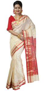 Off-white Pure Silk Garad Saree with Composite Paisley Motifs-Garad Silk-parinitasarees