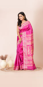 Pink Baluchari Silk Saree with Gorgeous Pallav-Baluchari saree-parinitasarees