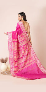 Pink Baluchari Silk Saree with Gorgeous Pallav-Baluchari saree-parinitasarees