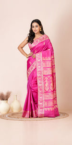 Pink Baluchari Silk Saree with Gorgeous Pallav-Baluchari saree-parinitasarees