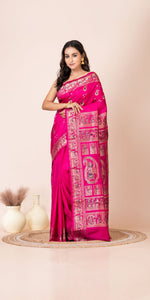 Pink Baluchari Silk Saree with Grand Pallav-Baluchari saree-parinitasarees