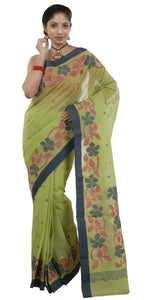 Pink Cotton Jamdani with Geometric Motifs-Jamdani saree-parinitasarees