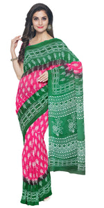 Pink Mul Cotton Saree with Floral Block Prints-Mul Cotton-parinitasarees