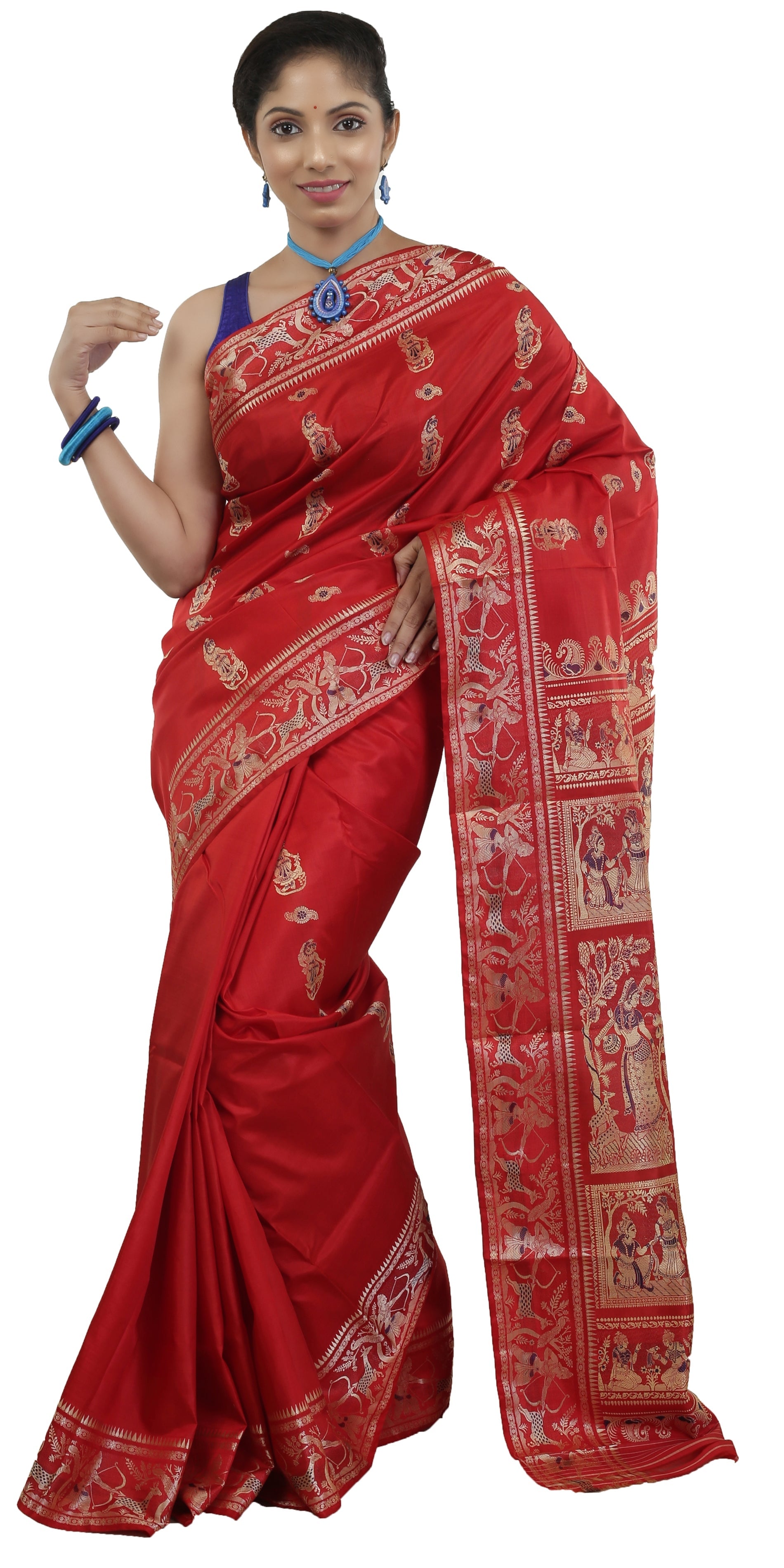 Buy Yourwish Women Red Woven Art Silk Baluchari Saree Online at Best Prices  in India - JioMart.