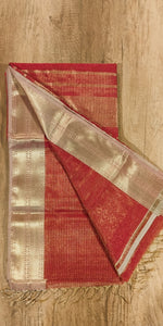 Red-Golden Maheshwari Silk-Cotton Saree-Maheshwari Saree-parinitasarees