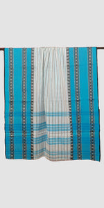 White Dhaniakhali Cotton Saree with Striped Pattern-Tant saree-parinitasarees