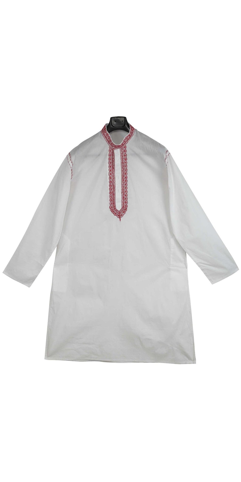 White Premium Cotton Bengali Men's Kurta- XL