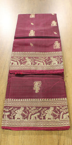 Wine Baluchari Silk Saree with Gorgeous Pallav-Baluchari saree-parinitasarees