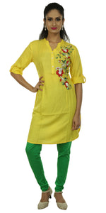 Maize Craze, Kantha on rayon (M)-Kurtis-parinitasarees