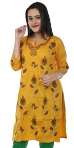 Mellow Yellow, Kantha on cotton (S)-Kurtis-parinitasarees