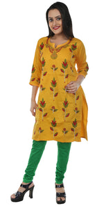 Mellow Yellow, Kantha on cotton (S)-Kurtis-parinitasarees