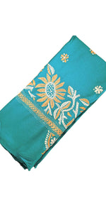 Peacock Green Kantha Embroidered Cashmilon Shawl-Cashmilon Shawls-parinitasarees