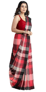 Stylish Handspun Cotton Saree with Checks-Handspun Cotton-parinitasarees